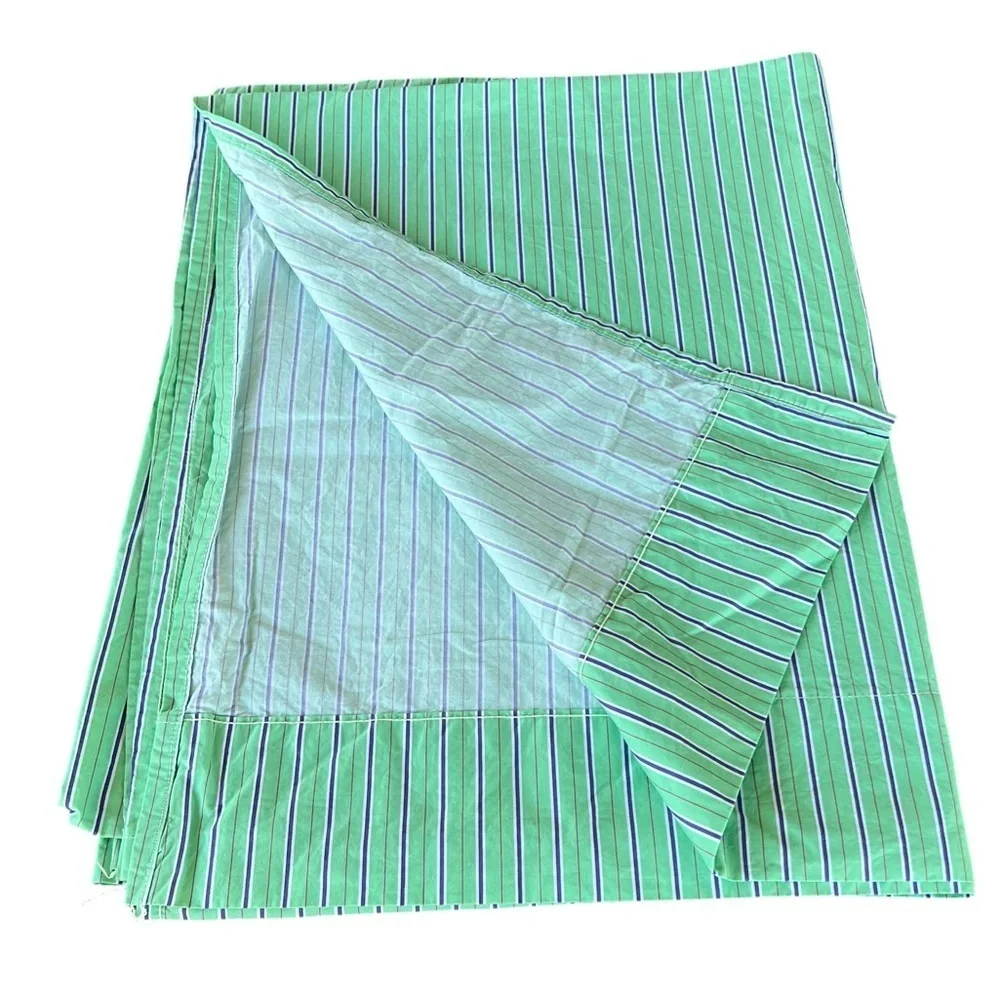 Vintage Ralph Lauren Hampton Beach Club Striped Flat Sheet Twin Italy GUC